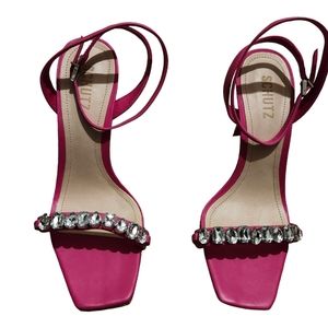 SCHUTZ Pink Heels with Embellished Strap
